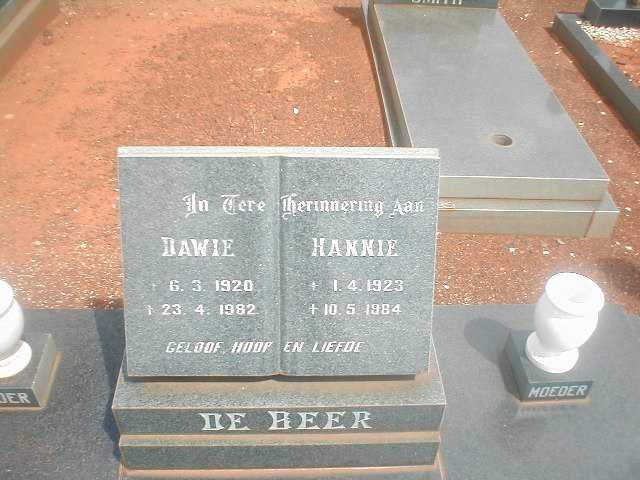 BEER Dawie, de 1920-1982  &amp; Hannie 1923-1984