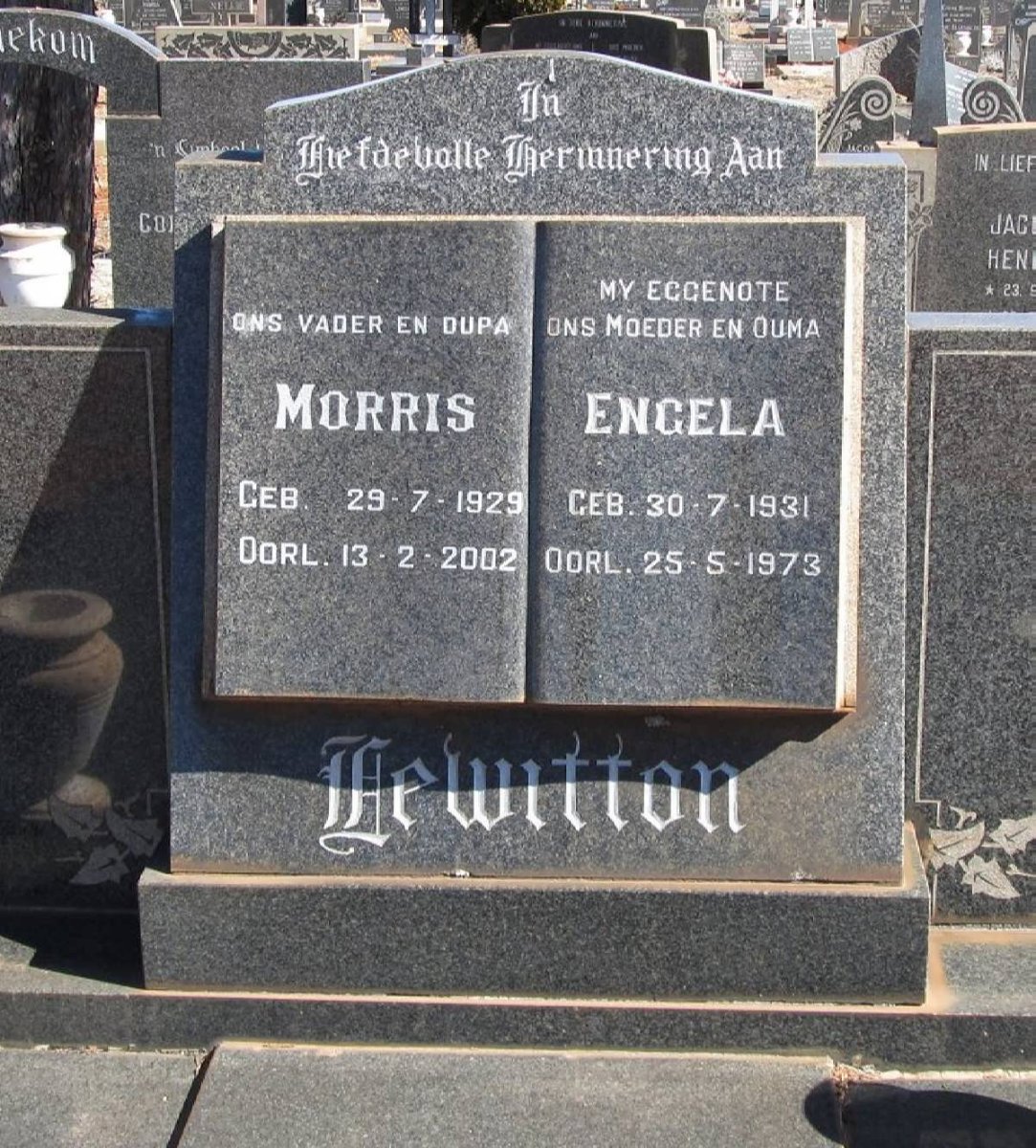 HEWITTON Morris 1929-2002 &amp; Engela 1931-1973