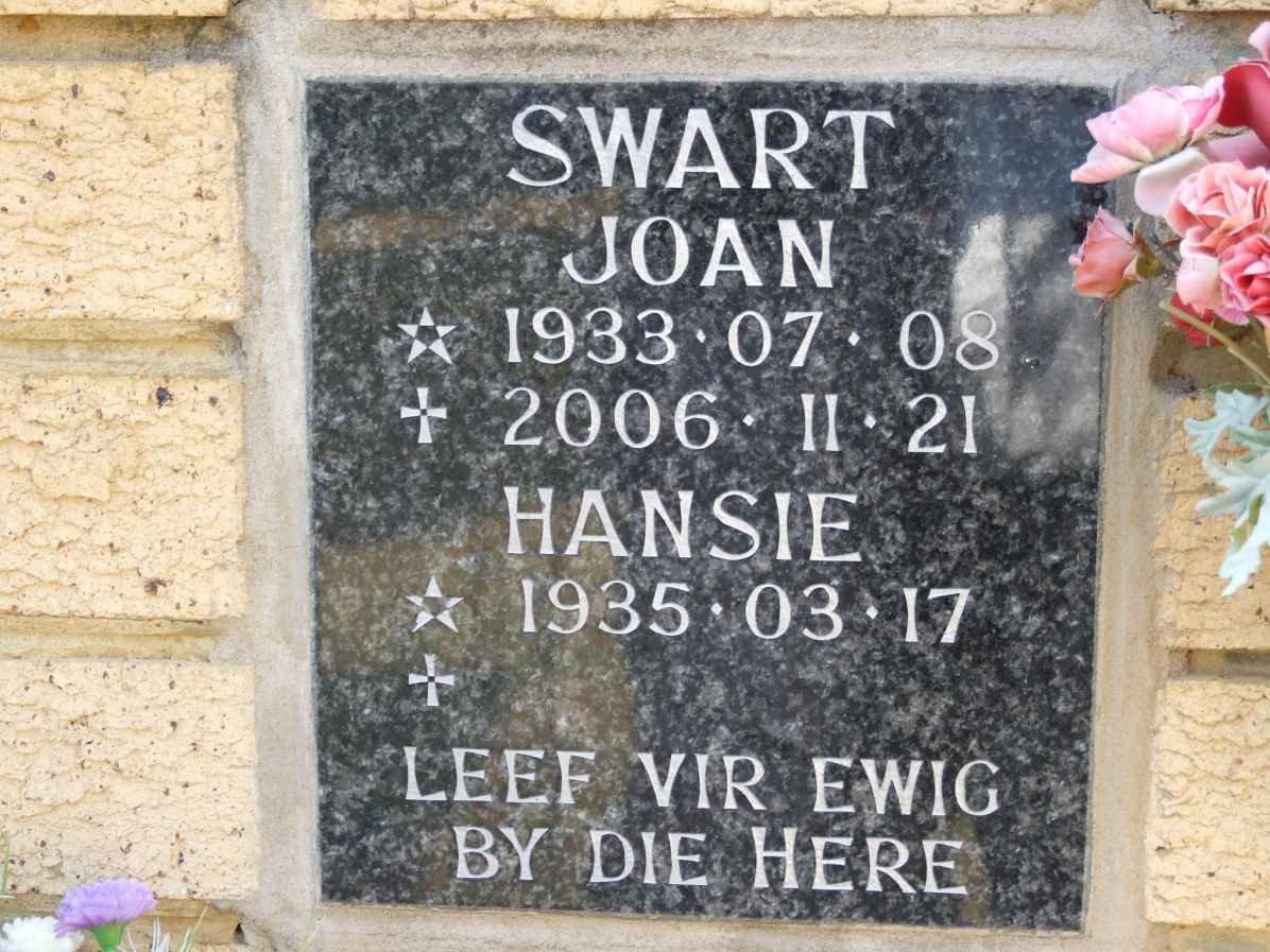 SWART Hansie 1935- &amp; Joan 1933-2006