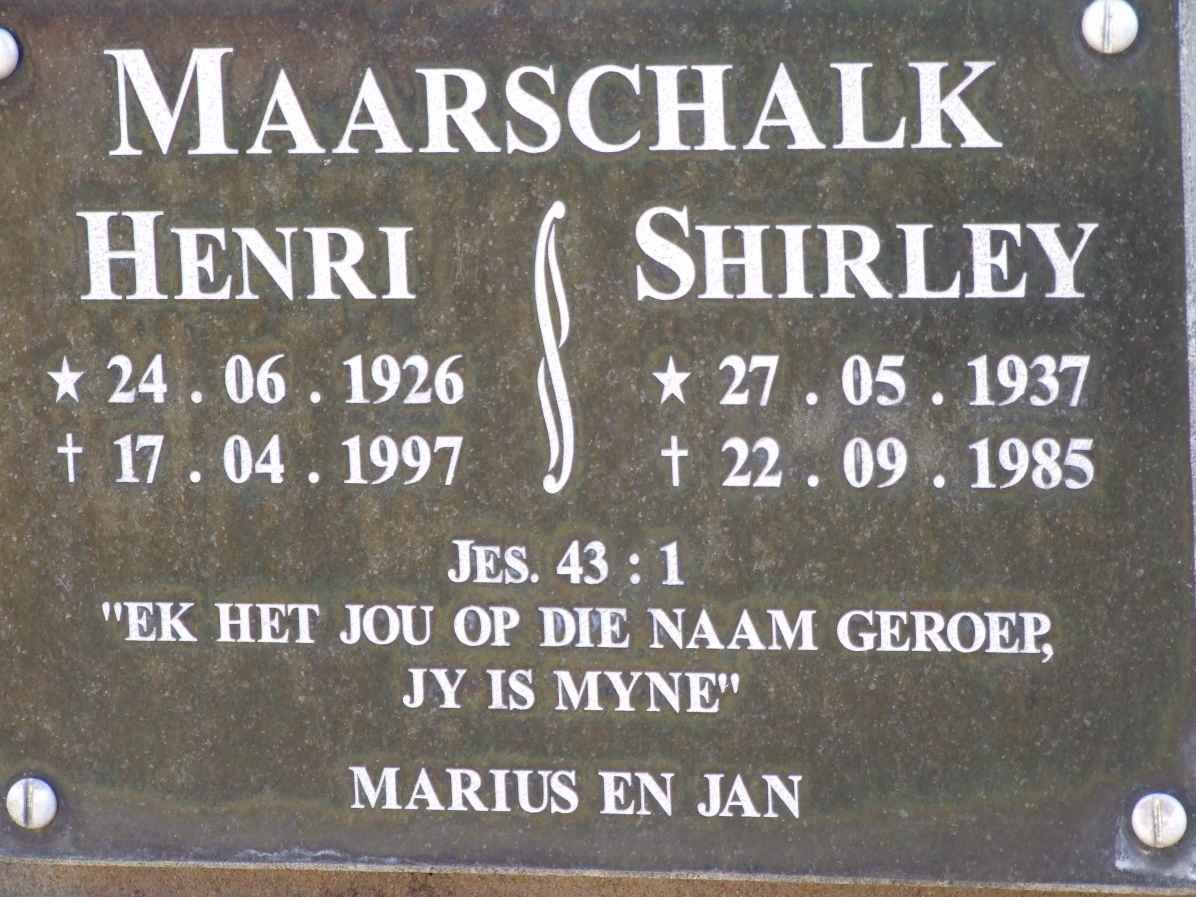 MAARSCHALK Henri 1926-1997 &amp; Shirley 1937-1985