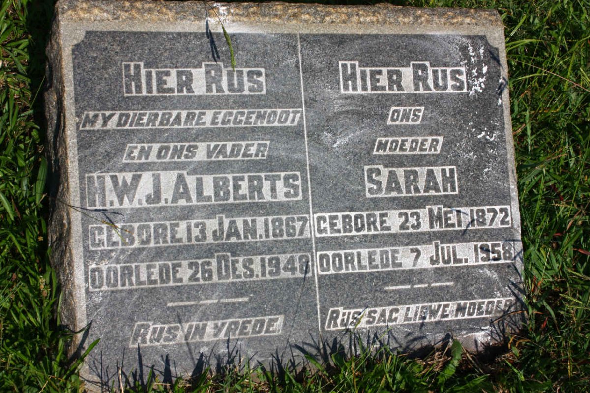 ALBERTS H.W.J. 1867-1948 &amp; Sarah 1872-1958