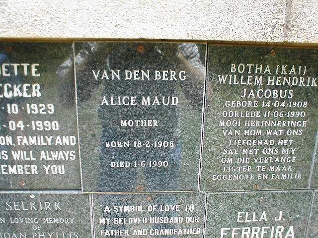 BERG Alice Maud, van den 1908-1990