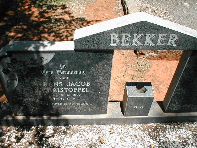 BEKKER Frans Jacob Christoffel 1897-1955