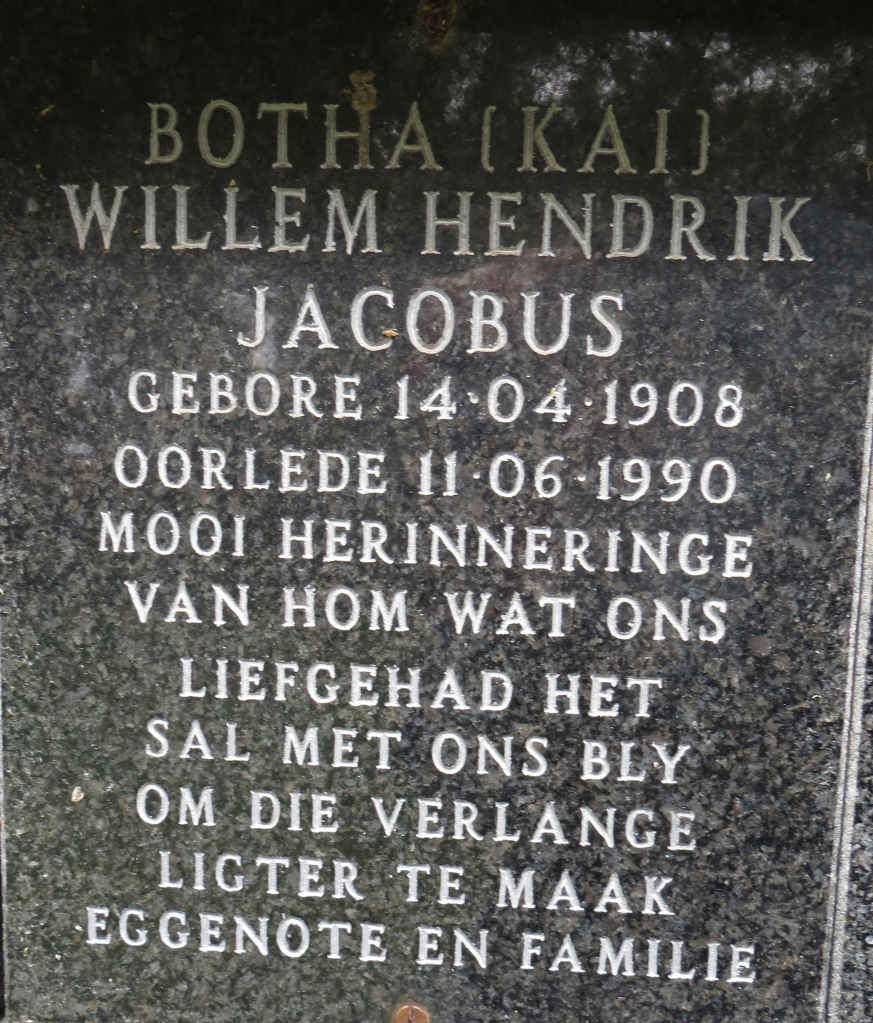 BOTHA Willem Hendrik Jacobus 1908-1990