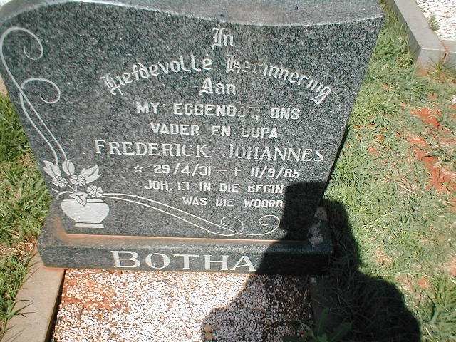BOTHA Frederick Johannes 1931-1985
