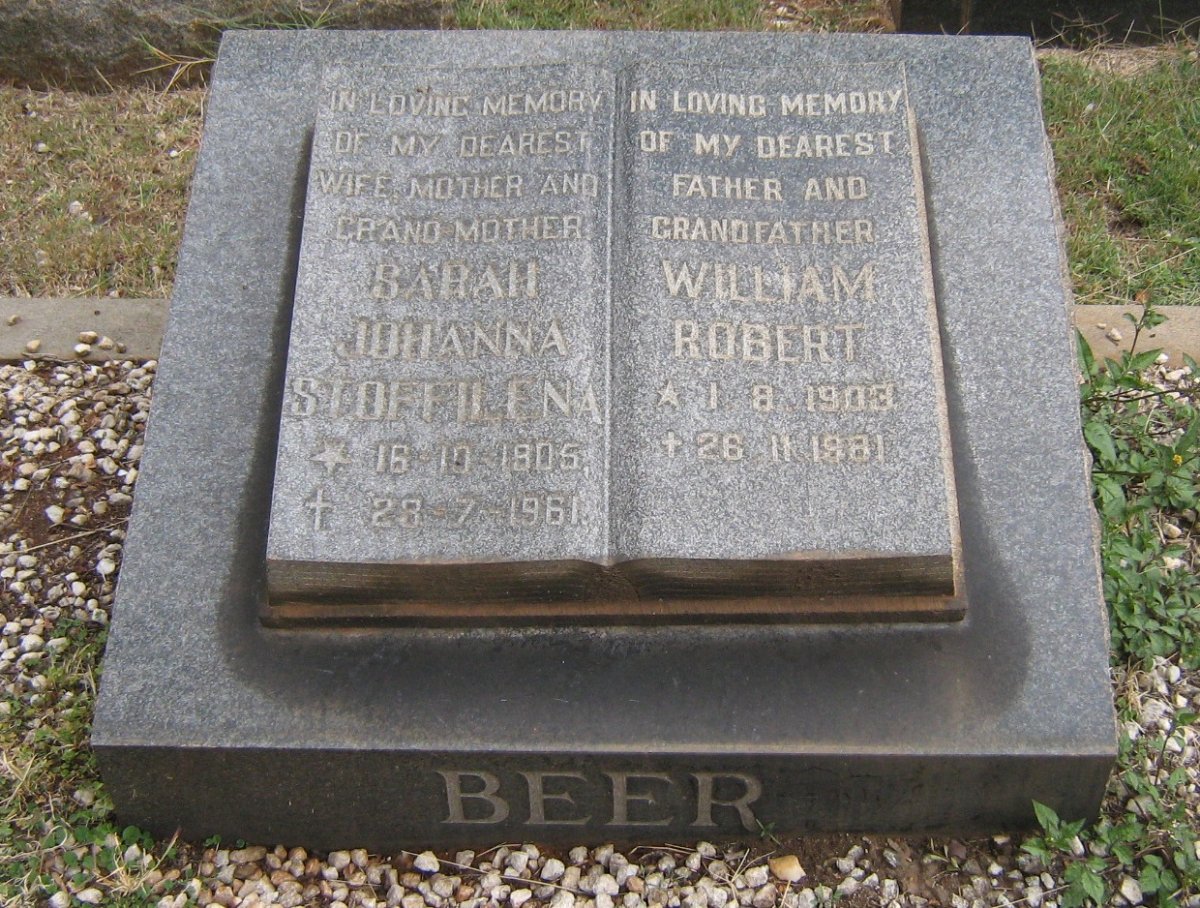 BEER William Robert 1903-1981 &amp; Sarah Johanna Stoffilena 1905-1961