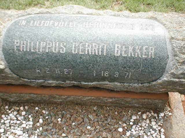 BEKKER Philippus Gerrit 1927-1971