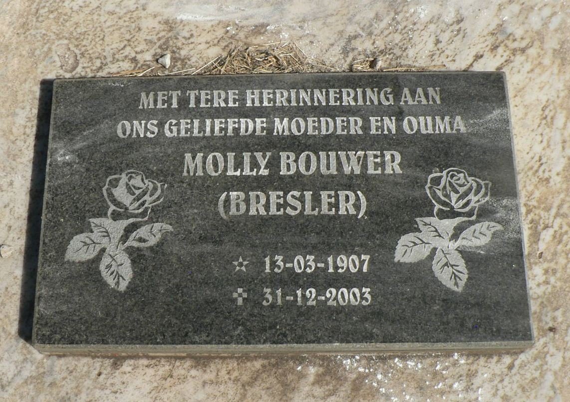BOUWER Molly nee BRESLER 1907-2003
