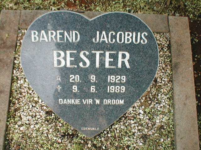 BESTER Barend Jacobus 1929-1989