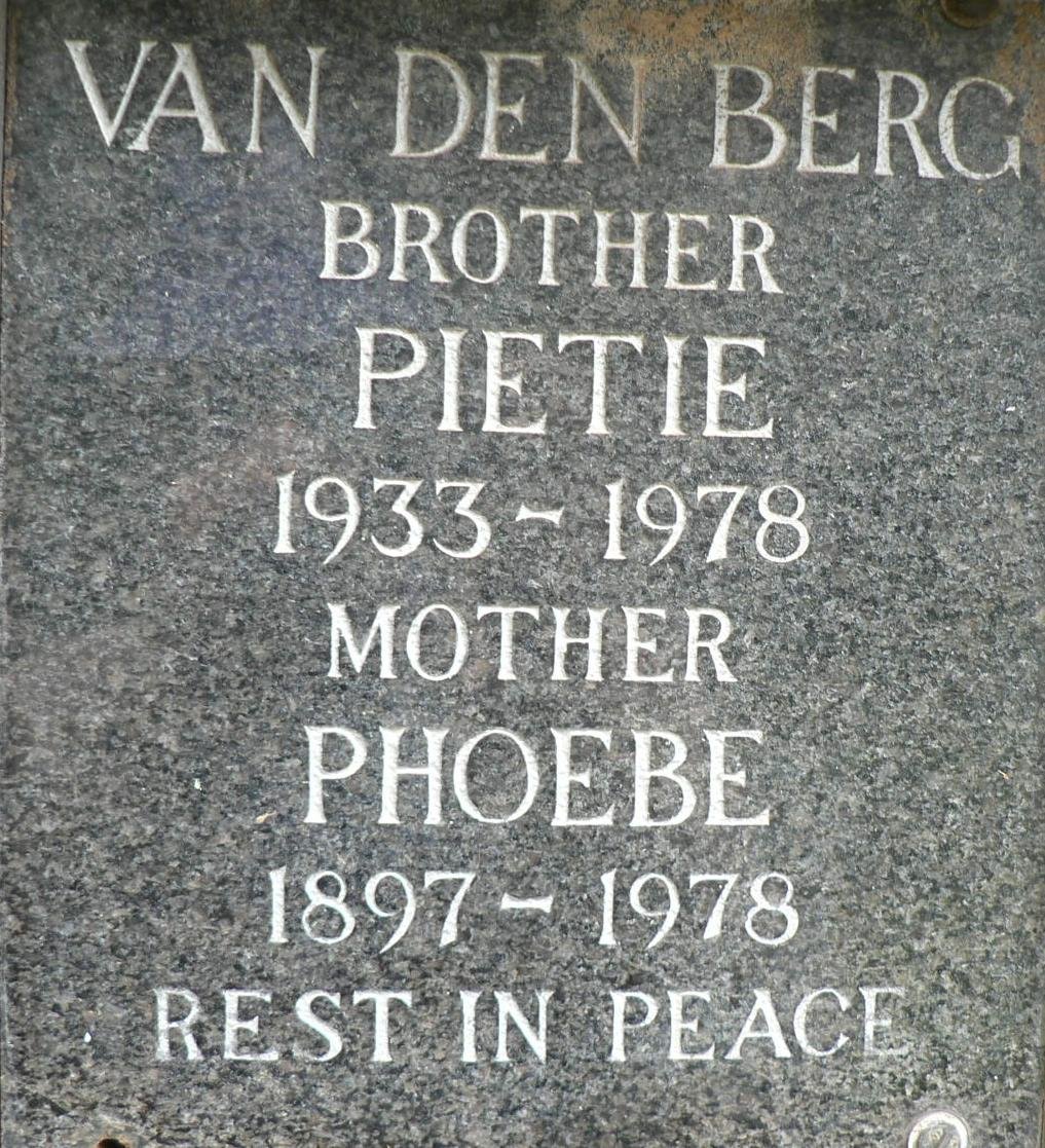BERG Phoebe, van den 1897-1978 :: VAN DEN BERG Pietie 1933-1978