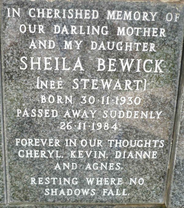 BEWICK Sheila nee STEWART 1930-1984
