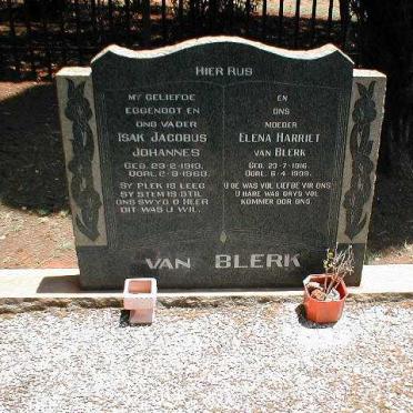 BLERK Isak Jacobus Johannes, van 1913-1963 &amp; Elena Harriet 1916-1999