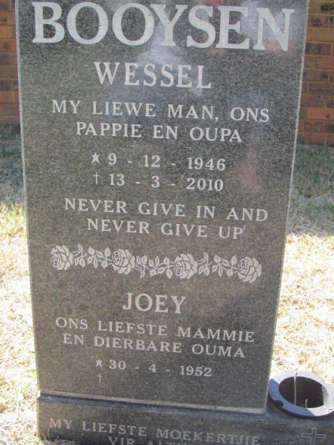 BOOYSEN Wessel 1946-2010 &amp; Joey 1952-