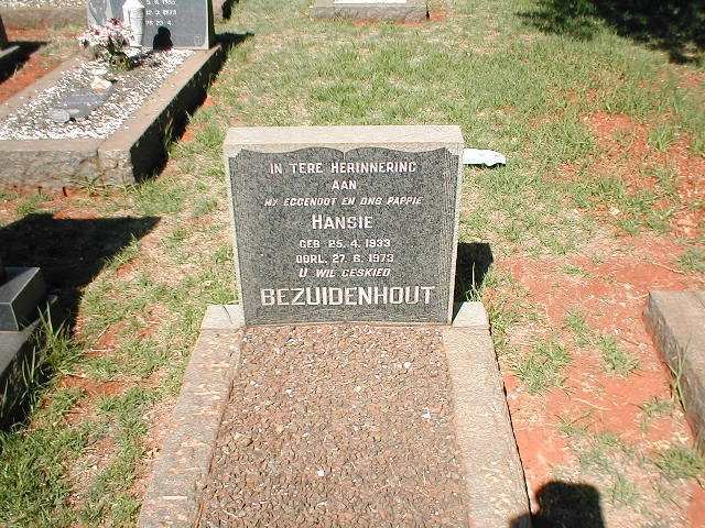 BEZUIDENHOUT Hansie 1933-1973