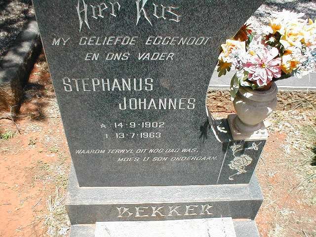 BEKKER Stephanus Johannes 1902-1963
