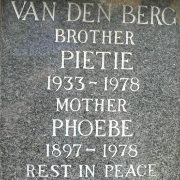 BERG Phoebe, van den 1897-1978 :: VAN DEN BERG Pietie 1933-1978