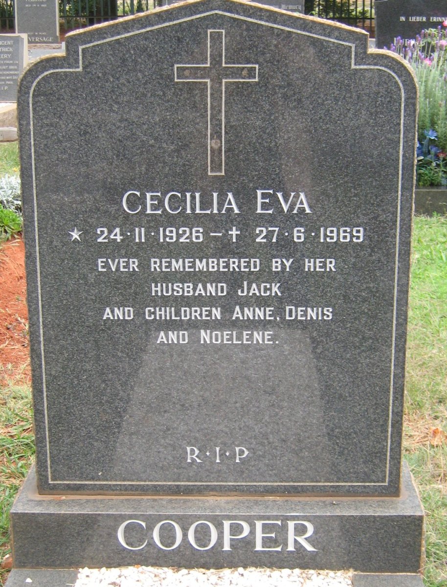 COOPER Cecilia Eva 1926-1969
