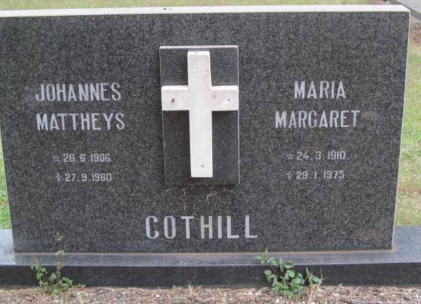 COTHILL Johannes Mattheys 1906-1960 &amp; Maria Margaret 1910-1975