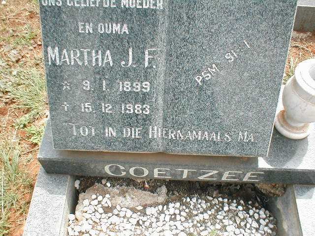 COETZEE Martha J.F. 1899-1983