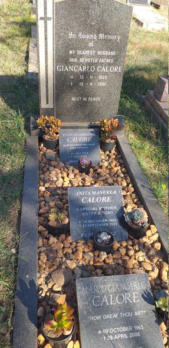 CALORE Giancarlo 1926-1981 & Susanne Marianne 1933-2020 :: CALORE Anita Manuela 1962-2022 :: CALORE Marco Giancarlo 1965-2006