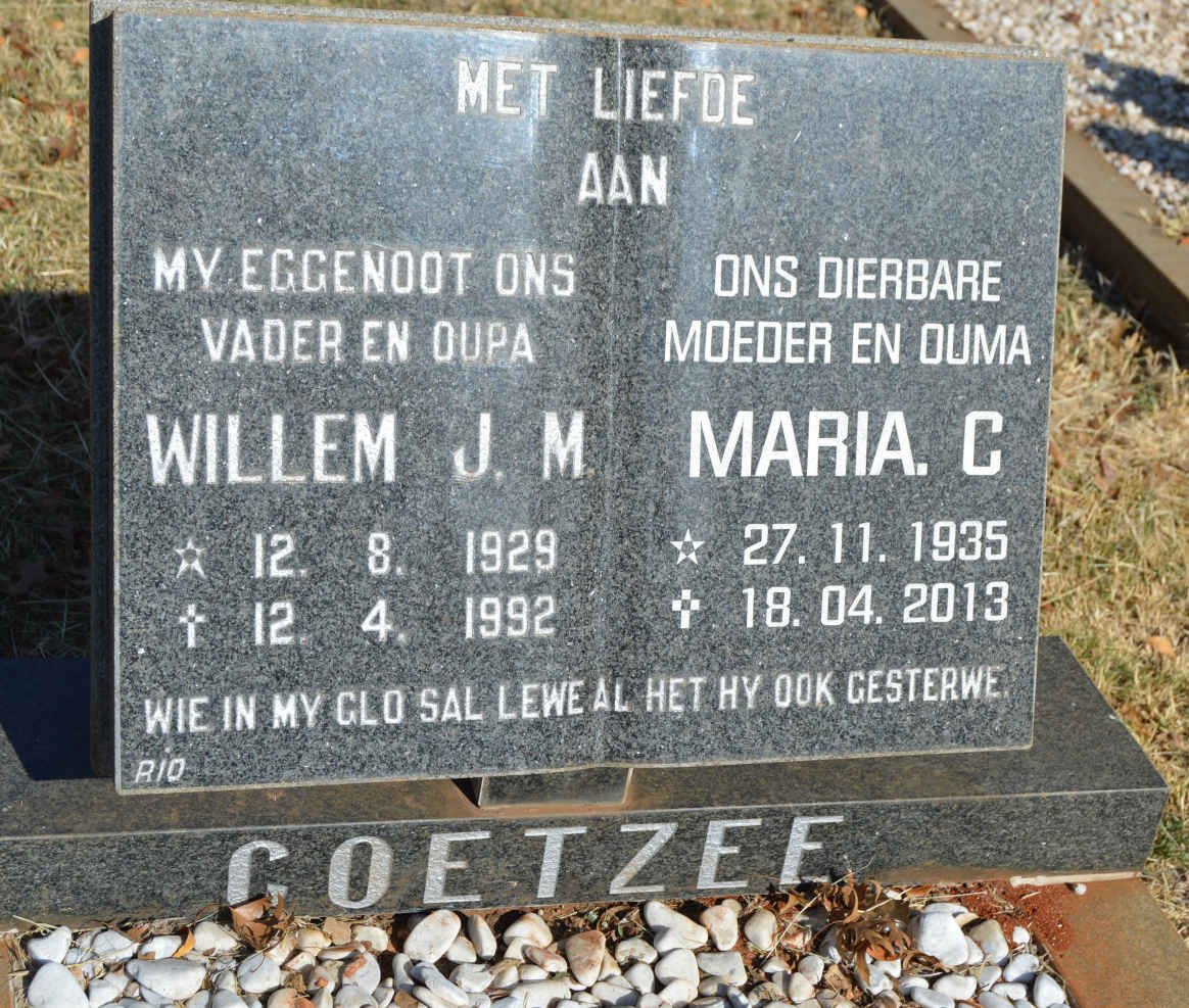 COETZEE Willem J.M. 1929-1992 &amp; Maria C. 1935-2013