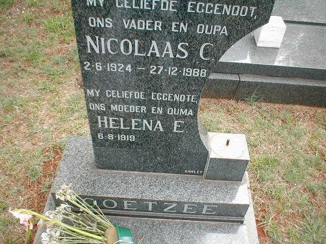 COETZEE Nicolaas C. 1924-1988 &amp; Helena E. 1919-