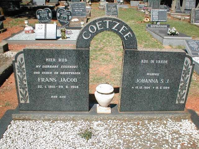 COETZEE Frans Jacob 1901-1968 &amp; Johanna S.J. 1904-1984