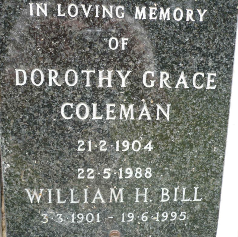 COLEMAN William H. Bill 1901-1995 &amp; Dorothy Grace 1904-1988