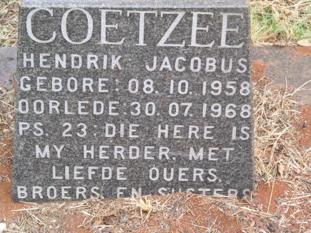 COETZEE Hendrik Jacobus 1958-1968