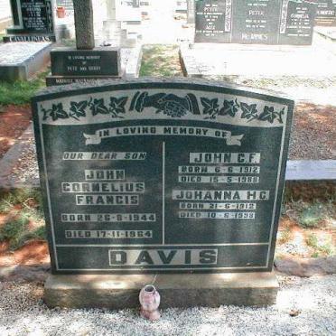 DAVIS John C.F 1912-1988 &amp; Johanna H.C. 1912-1998 :: DAVIS John Cornelius Francis 1944-1964