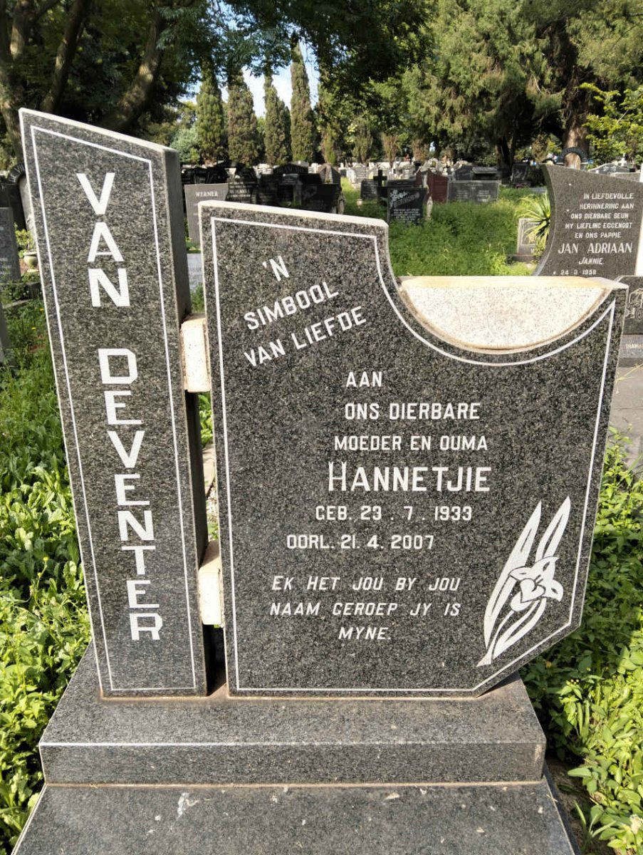 DEVENTER Hannetjie, van 1933-2007