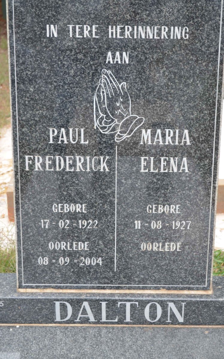 DALTON Paul Frederick 1922-2004 &amp; Maria Elena 1927-