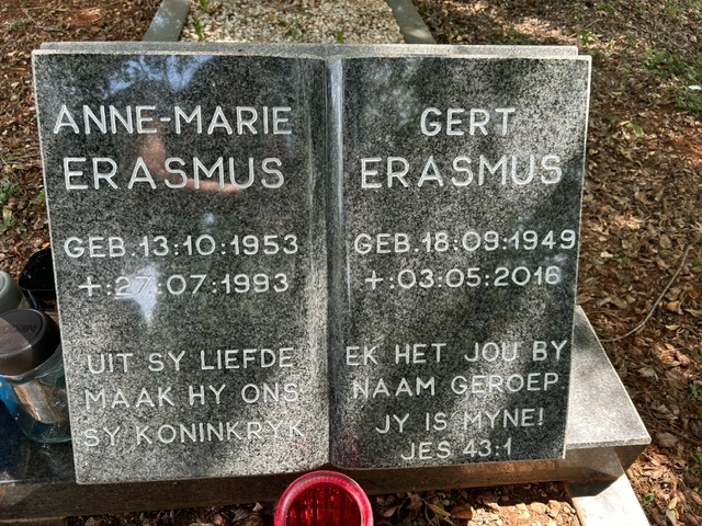 ERASMUS Gert 1949-2016 & Anne-Marie 1953-1993