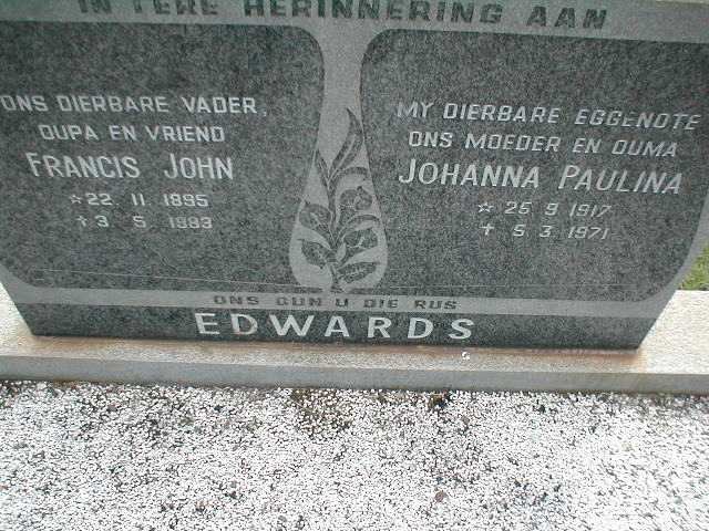EDWARDS Francis John 1895-1983 & Johanna Paulina 1917-1971