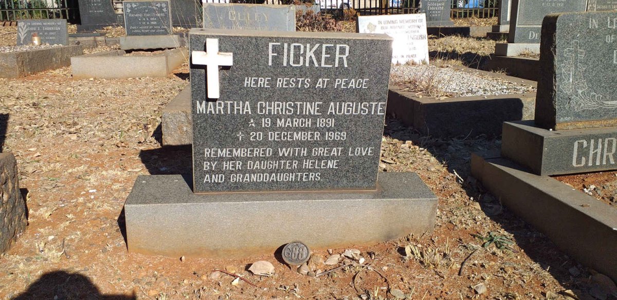 FICKER Martha Christine Auguste 1891-1969