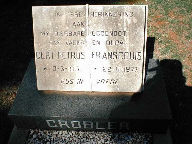 GROBLER Gert Petrus Franscouis 1917-1977