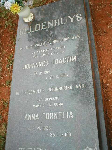GELDENHUYS Johannes Joachim 1921-1988 &amp; Anna Cornelia 1925-2000