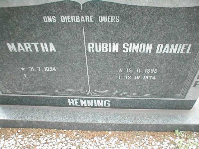 HENNING Rubin Simon Daniel 1895-1974 &amp; Martha 1894-