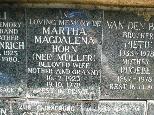 HORN Martha Magdalena nee MÜLLER 1923-1978