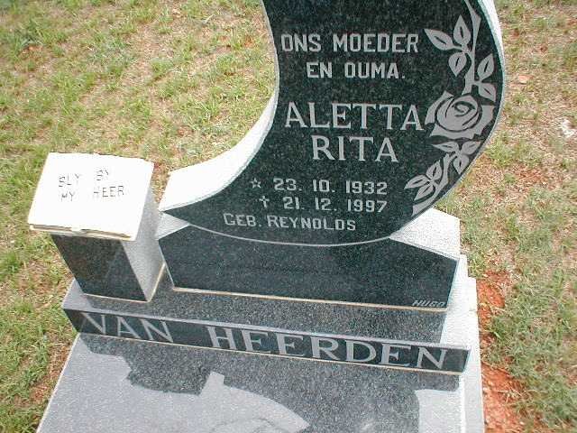HEERDEN Aletta Rita, van nee REYNOLDS 1932-1997