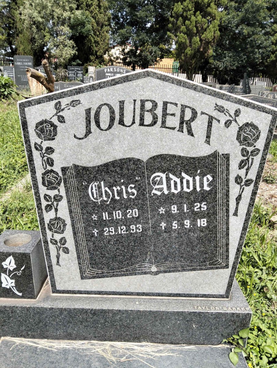 JOUBERT Chris 1920-1993 & Addie 1925-2018