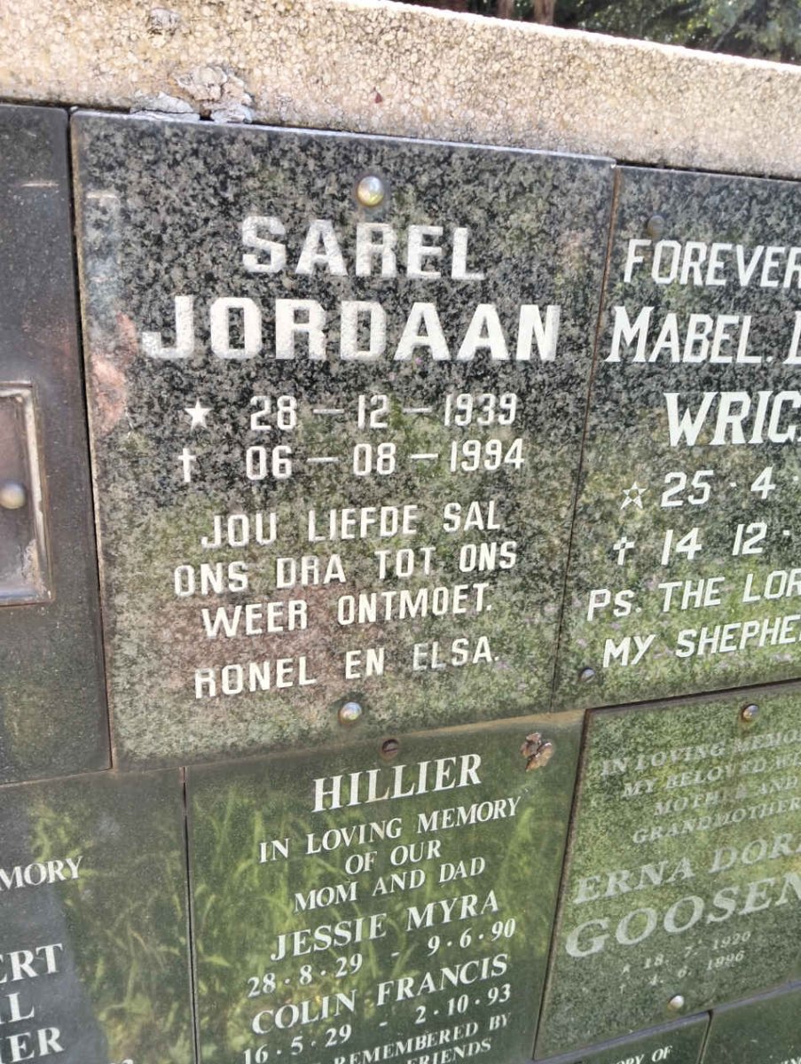 JORDAAN Sarel 1939-1994