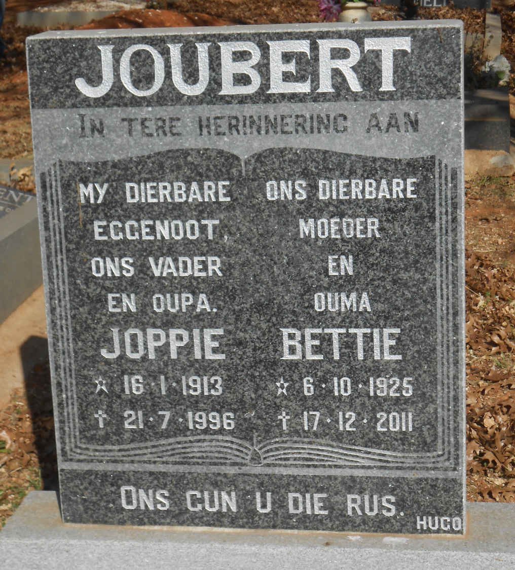JOUBERT Joppie 1913-1996 &amp; Bettie 1925-2011