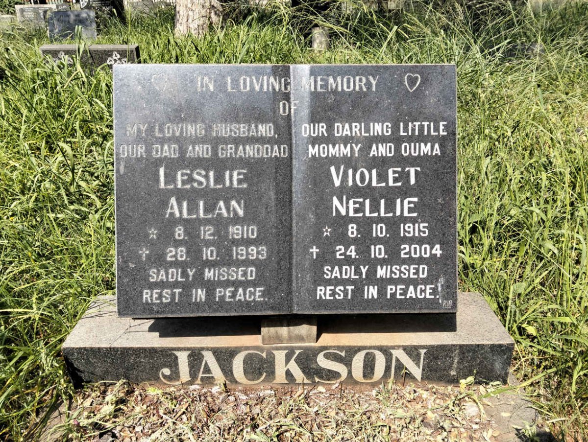 JACKSON Leslie Allan 1910-1993 & Violet Nellie 1915-2004