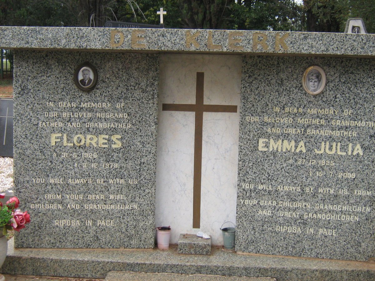 KLERK Flores, de 1926-1979 &amp; Emma Julia 1925-2009