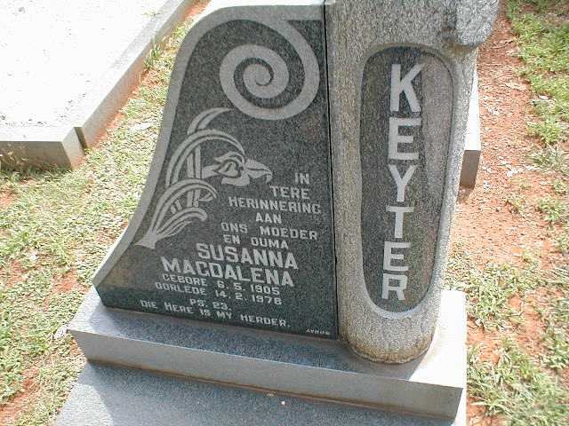 KEYTER Susanna Magdalena 1905-1978