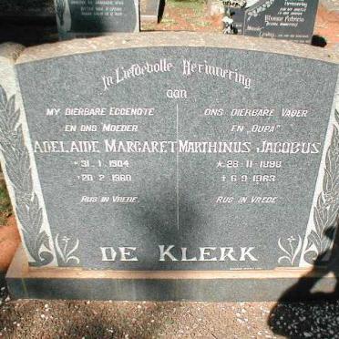 KLERK Marthinus Jacobus, de 1898-1963 &amp; Adelaide Margaret 1904-19?0