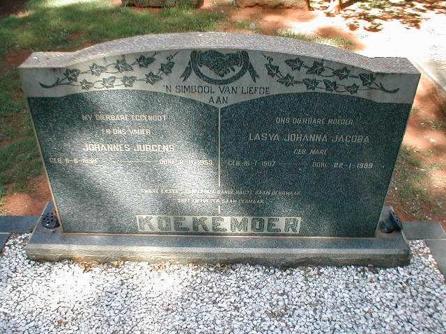 KOEKEMOER Johannes Jurgens 1898-1953 &amp; Lasya Johanna Jacoba MARE 1907-1989
