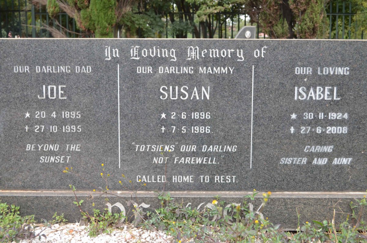 KOCK Joe, de 1895-1995 &amp; Susan 1896-1986 :: DE KOCK Isabel 1924-2008