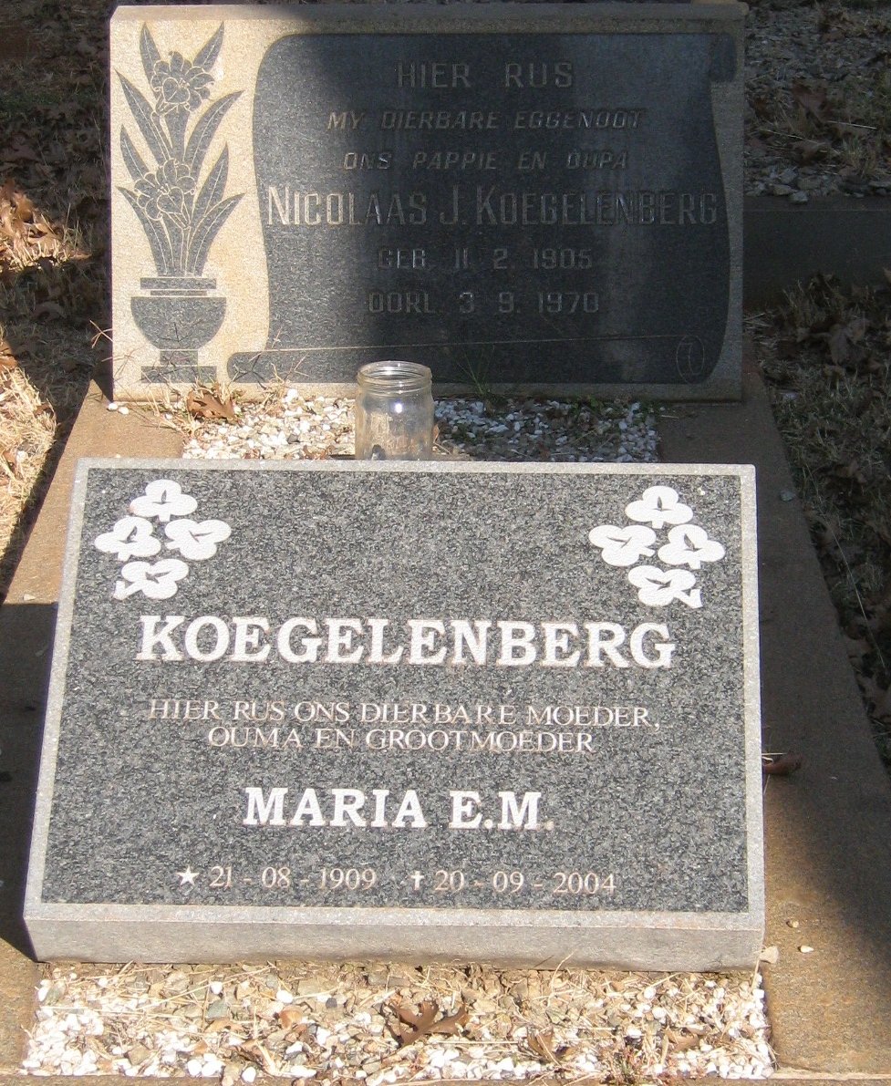 KOEGELENBERG Nicolaas J. 1905-1970 &amp; Maria E.M. 1909-2004
